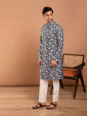 MULMUL CHETAN HAND BLOCK PRINTED KURTA-PANT SET
