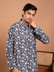 MULMUL CHETAN HAND BLOCK PRINTED KURTA-PANT SET