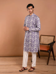 MULMUL NEER HAND BLOCK PRINTED KURTA-PANT SET