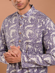 MULMUL NEER HAND BLOCK PRINTED KURTA-PANT SET