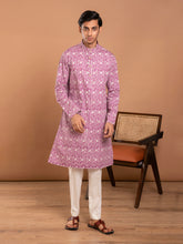 MULMUL AAHAN FLORAL JAAL HAND BLOCK PRINTED KURTA-PANT SET