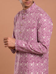 MULMUL AAHAN FLORAL JAAL HAND BLOCK PRINTED KURTA-PANT SET