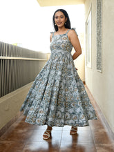 MULMUL RISHA JAAL BLOCK PRINTED TIERED DRESS