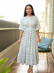 MULMUL RANYA MOTIFS BLOCK PRINTED MAXI DRESS