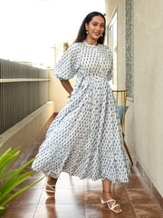 MULMUL RANYA MOTIFS BLOCK PRINTED MAXI DRESS