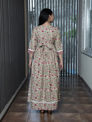 MULMUL MAHIRAH FLORAL JAAL BLOCK PRINTED DRESS