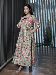 MULMUL MAHIRAH FLORAL JAAL BLOCK PRINTED DRESS