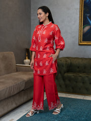 MULMUL DANEEN EMBROIDERED KURTA-PALAZZO SET