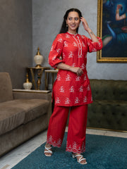 MULMUL DANEEN EMBROIDERED KURTA-PALAZZO SET