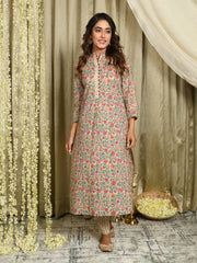 MULMUL MEHRANG BLOCK PRINTED KURTA & PANT SET