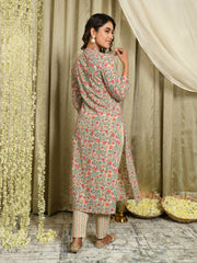 MULMUL MEHRANG BLOCK PRINTED KURTA & PANT SET