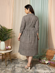 MULMUL TINY MOTIFS BLOCK PRINTED SHIRT DRESS
