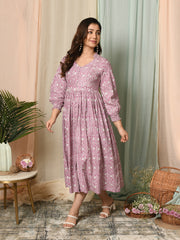 MULMUL TURVI FLORAL BLOCK PRINTED DRESS