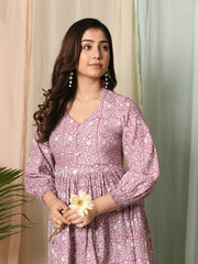 MULMUL TURVI FLORAL BLOCK PRINTED DRESS