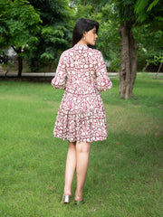MULMUL ISHI BLOCK PRINTED FLARED MINI DRESS