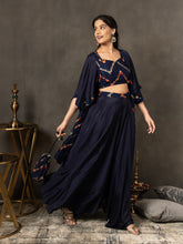 MULMUL NAVY BLUE SEQUIN EMBROIDERED CO-ORD SET