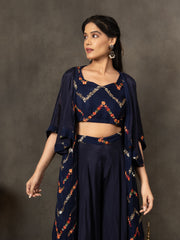 MULMUL NAVY BLUE SEQUIN EMBROIDERED CO-ORD SET