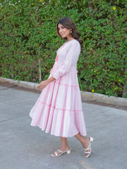 MULMUL SUNBLUSH HAND BLOCK PRINTED MAXI DRESS