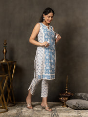 MULMUL EEDHA HAND BLOCK PRINTED KURTA SET