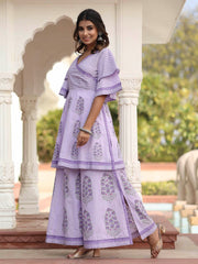 MULMUL GITALI FLORAL MOTIFS BLOCK PRINTED CO-ORD SET