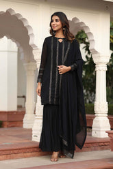 RIYANSHIKA BLACK SEQUIN SHARARA SET