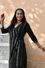 CIARA BLACK SEQUIN ANGRAKHA KURTA SET