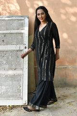 CIARA BLACK SEQUIN ANGRAKHA KURTA SET