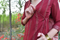 CHERRY MAROON SEQUIN ANGRAKHA KURTA SET