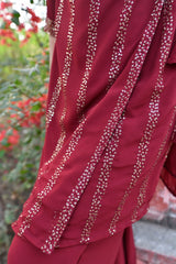 CHERRY MAROON SEQUIN ANGRAKHA KURTA SET