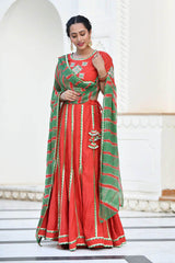 RUHINA RED & GREEN LEHENGA