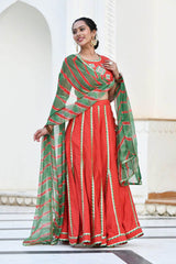 RUHINA RED & GREEN LEHENGA