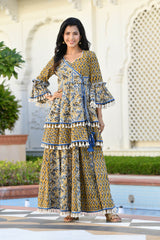 DHIVYA AJRAKH PRINT SHARARA SET