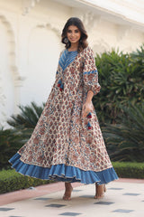 IRYA AJRAKH PRINT PANELED & FLARED DRESS