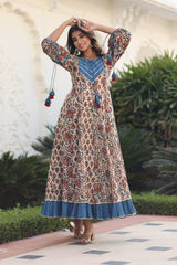 IRYA AJRAKH PRINT PANELED & FLARED DRESS