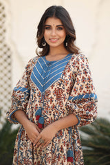 IRYA AJRAKH PRINT PANELED & FLARED DRESS