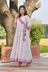 GAURIKA FLORAL JAAL BLOCK PRINTED DRESS WITH DUPATTA
