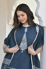 NAIRITI BLOCK PRINTED KURTI-SHARARA & DUPATTA SET