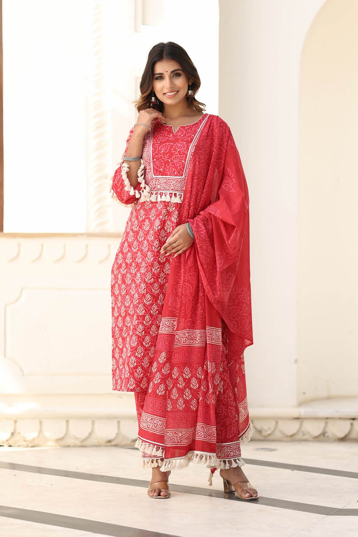 BANHI BLOCK PRINTED KURTA-PANTS & DUPATTA SET