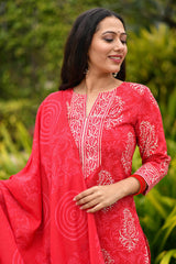 KYNA BLOCK PRINTED KURTA-PANTS & DUPATTA SET