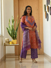 BRINDA BLOCK PRINTED KURTA-PANTS & DUPATTA SET