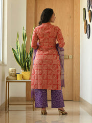 BRINDA BLOCK PRINTED KURTA-PANTS & DUPATTA SET