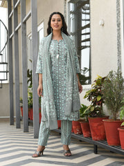 MEDH BLOCK PRINTED KURTA-PANTS & DUPATTA SET