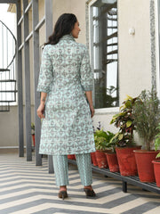 MEDH BLOCK PRINTED KURTA-PANTS & DUPATTA SET