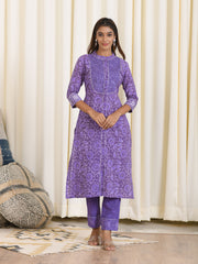 MULMUL AARYA BLOCK PRINTED KURTA-PANTS & DUPATTA SET