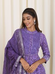 MULMUL AARYA BLOCK PRINTED KURTA-PANTS & DUPATTA SET