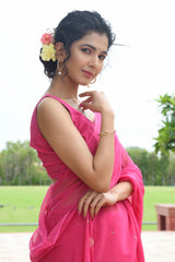 SURI FUCHSIA PITTAN WORK CHIFFON SAREE