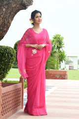SURI FUCHSIA PITTAN WORK CHIFFON SAREE