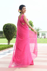 SURI FUCHSIA PITTAN WORK CHIFFON SAREE