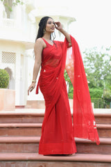 ZAINA SEQIUN-THREAD WORK CHIFFON SAREE
