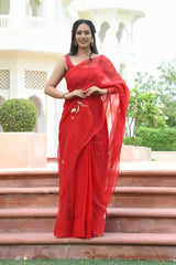 ZAINA SEQIUN-THREAD WORK CHIFFON SAREE